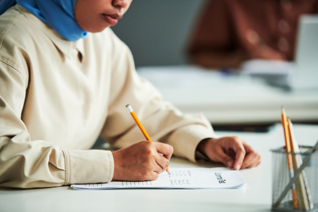 person taking a test